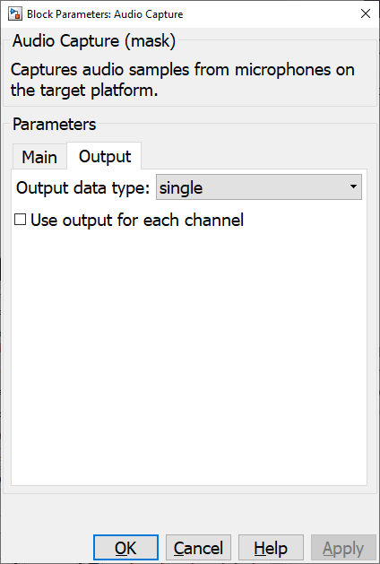 Audio Capture Output tab