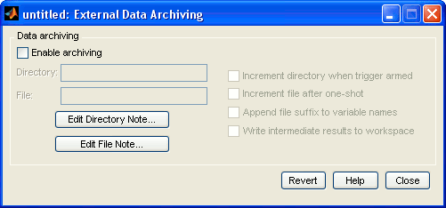 Data Archiving Dialog