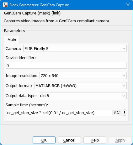 GenICam Capture Main tab