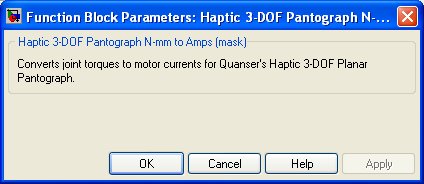 Haptic 3-DOF Pantograph N-mm to Amps