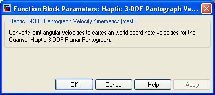 Haptic 3-DOF Pantograph Velocity Kinematics
