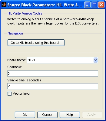 HIL Write Analog Codes