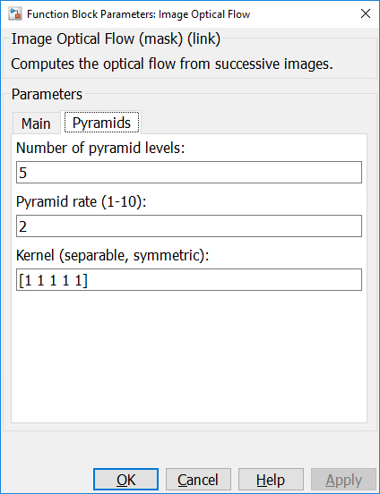 Image Optical Flow Pyramids tab