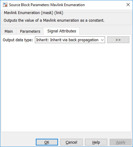 Mavlink Enumeration Signal Attributes tab
