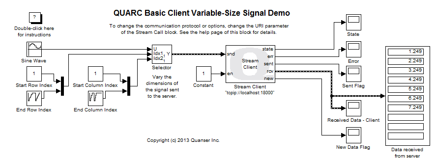 Basic Client Variable-Size Signal Demo Simulink Diagram