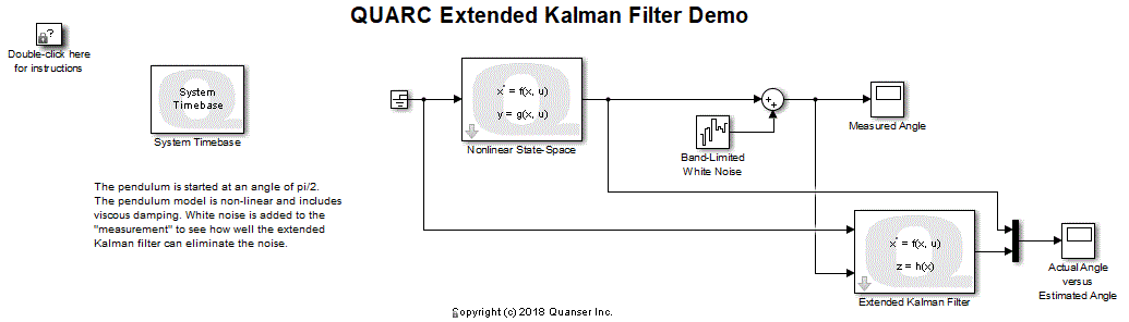 Extended Kalman Filter Demo Simulink Diagram