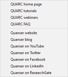 QUARC Monitor web menu