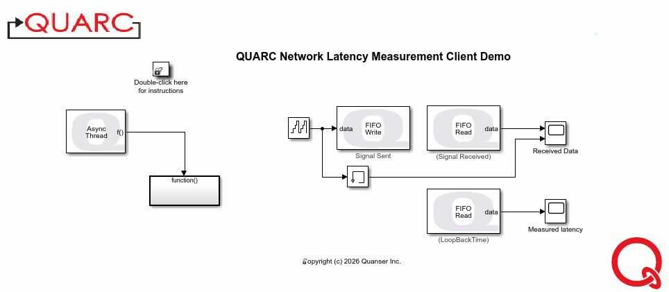 Network Latency Measurement Client Demo Simulink Diagram