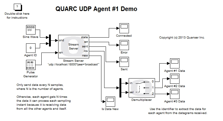 UDP Agent #1 Demo Simulink Diagram