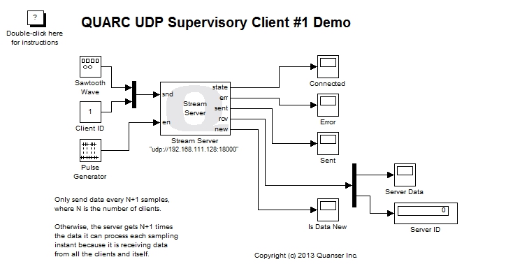 UDP Supervisory Client #1 Demo Simulink Diagram