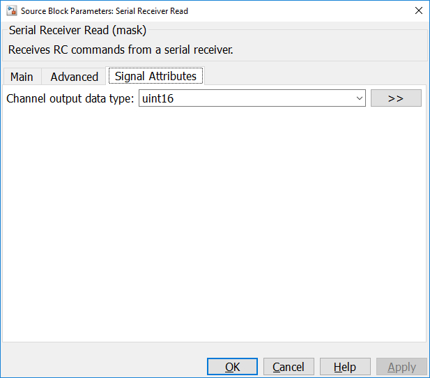 Serial Receiver Read Signal Attributes tab