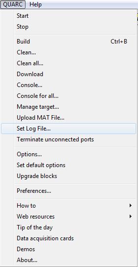 Set Log File menu item
