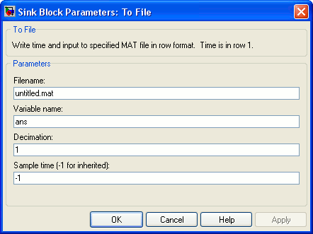 To File Block Parameters Dialog