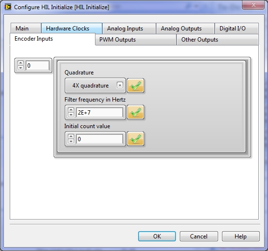 Encoder Inputs tab