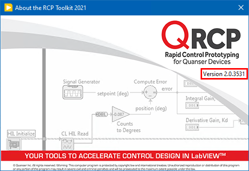 RCP Version Information in About Window