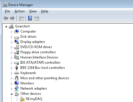Unrecognized DAQ in Device Manager